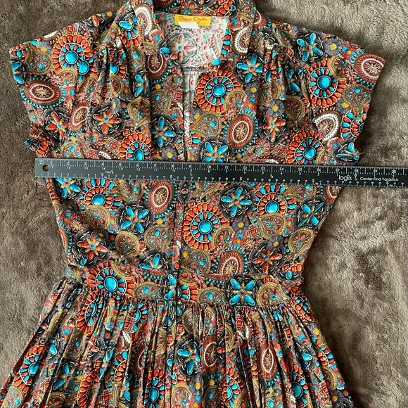 SOLD | Bernie Dexter Kelly Dress Heritage Print Pinup 50s Jewel Tone SMALL - Picture 8 of 13